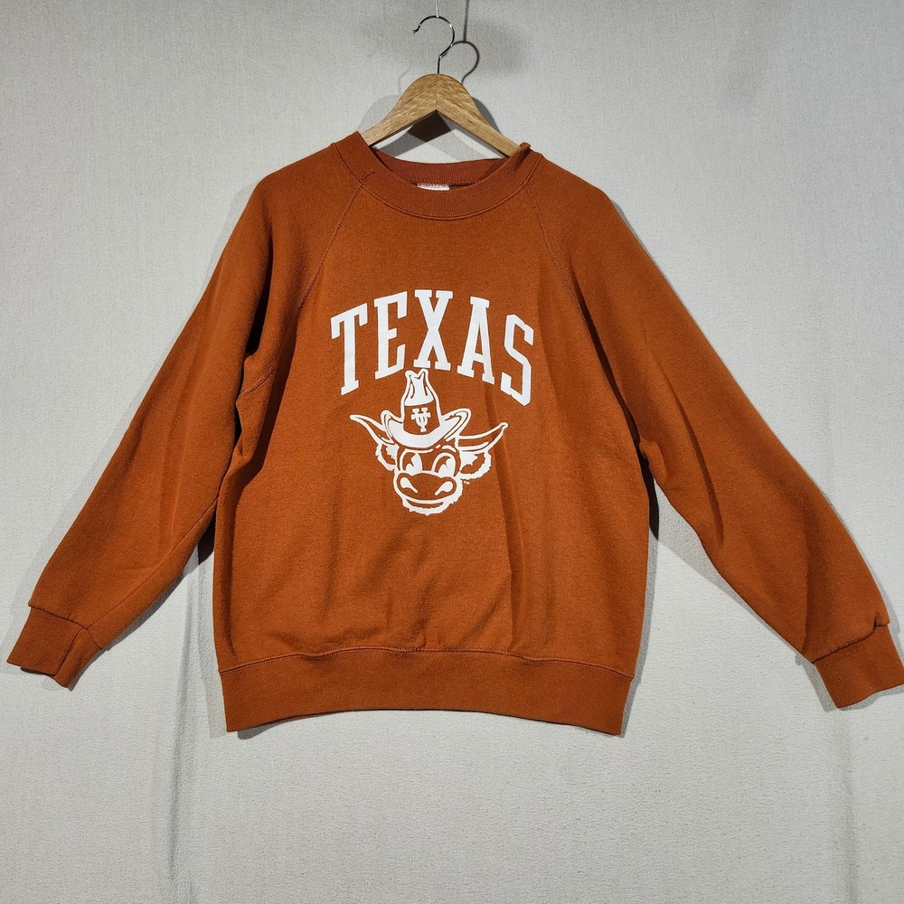 VTG 80s 90s Santee Sweats Texas Longhorns Raglan Sweatshirt Burnt Orange XL USA